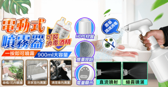 長江多功能電自動酒精清潔噴霧瓶