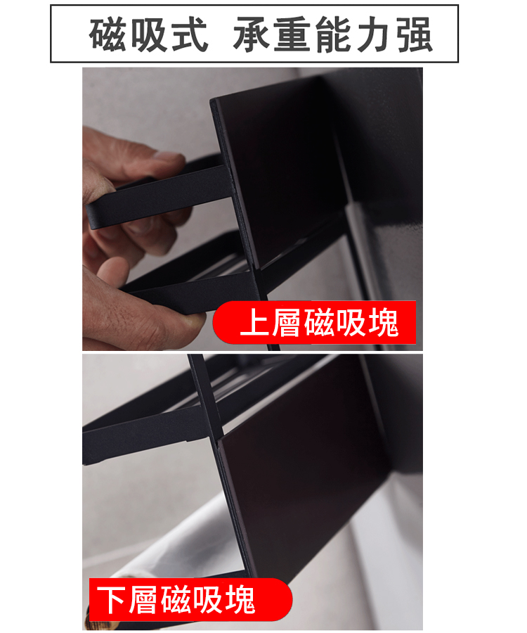 【樂邦】無痕冰箱磁吸式收納架-三層(免安裝 置物架 冰箱置物架 磁鐵收納 層架)
