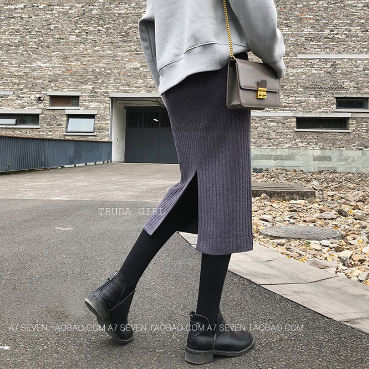 加厚羊絨混紡保暖針織裙 (長/短款)