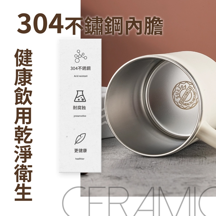 高顏值304不鏽鋼帶蓋咖啡杯480ml