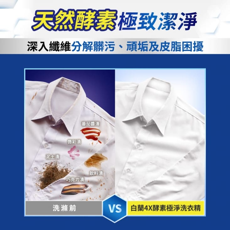 【白蘭】4X酵素極淨超濃縮洗衣精/補充包 (2.4kg/1.5kg)