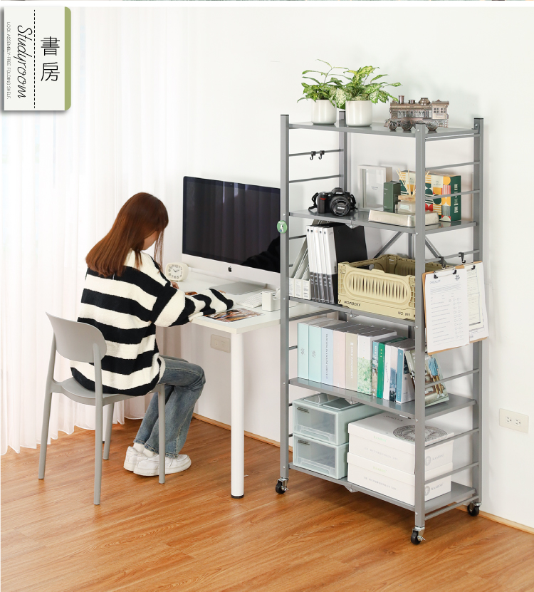 【ANDYMAY2】70寬五層加固款_洛克免組裝折疊廚房架-繽紛款