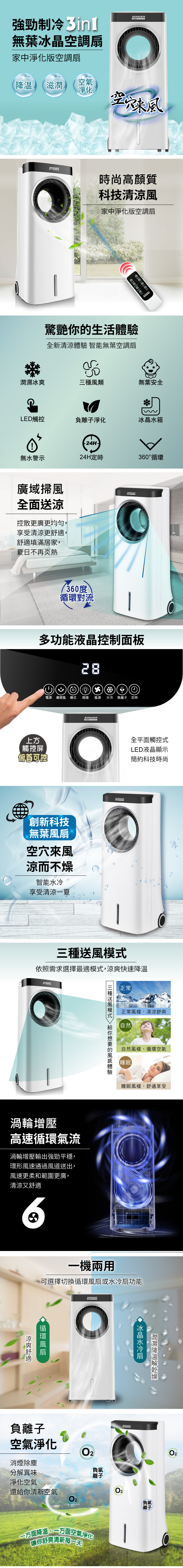 松井無葉循環負離子冰晶水冷扇ZW-221KDY