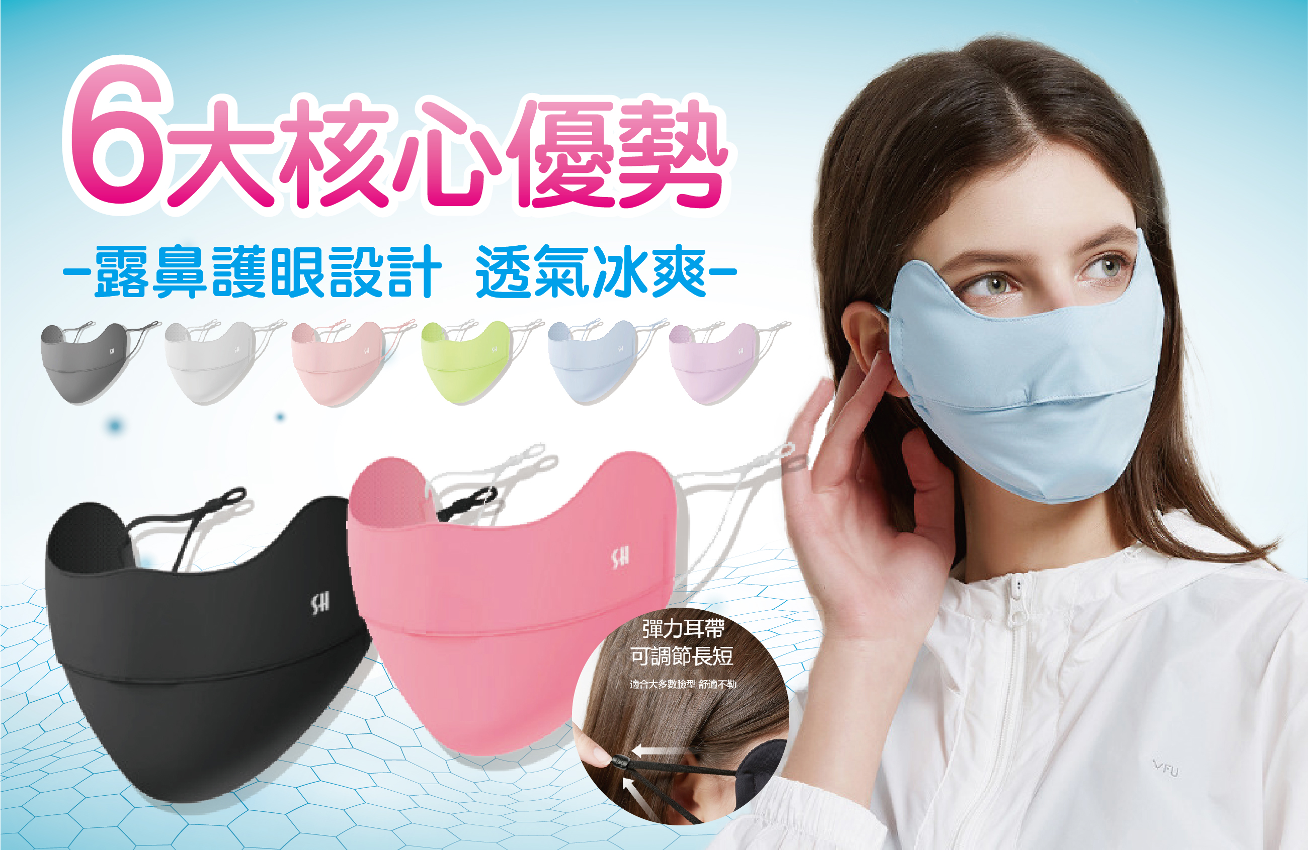 冰絲防護眼角防曬透氣口罩