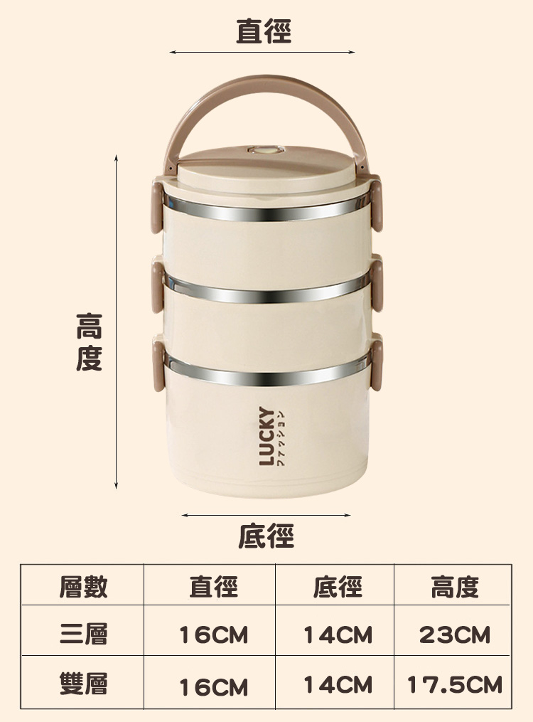 加厚不鏽鋼分層保溫便當盒