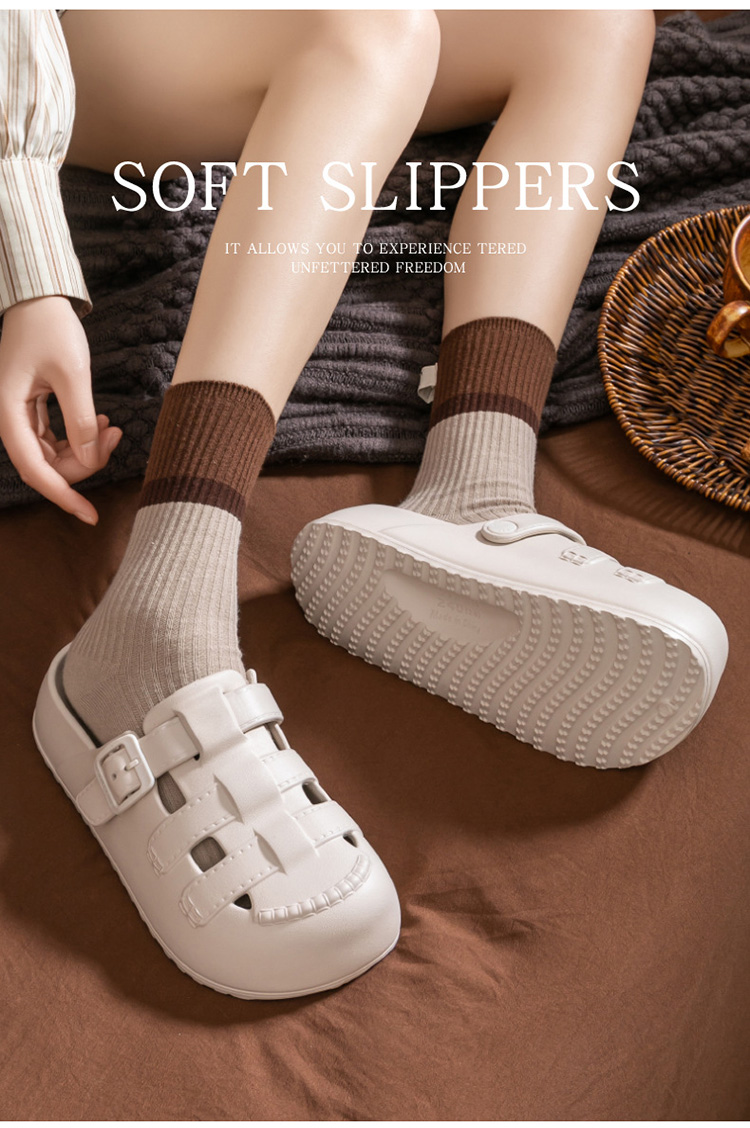 夏季女性防滑耐磨厚底洞洞鞋涼鞋