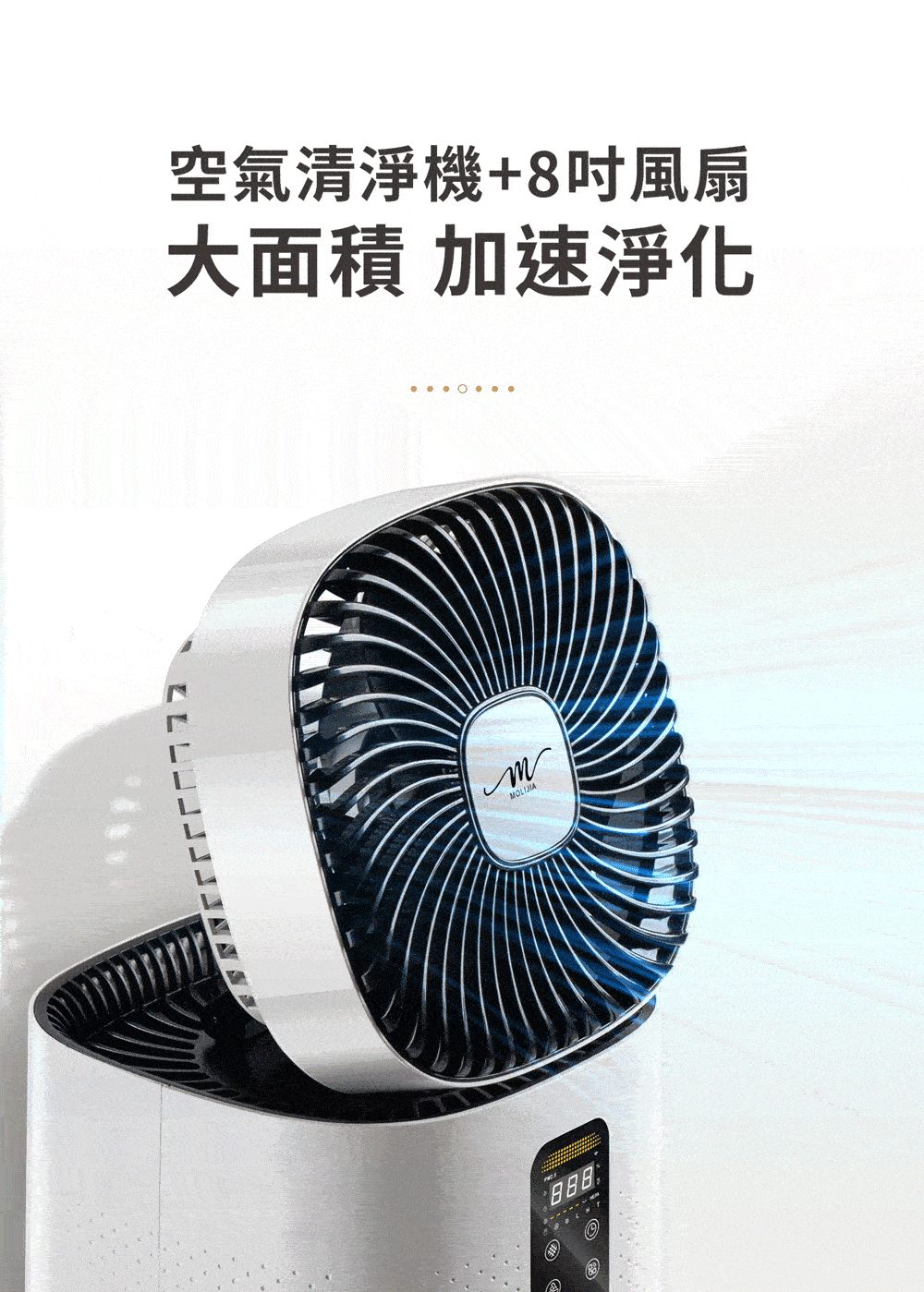 MOLIJIA 魔力家 單機組-M196 智動UV抗菌抗敏風扇循環空氣清淨機(BY010096)