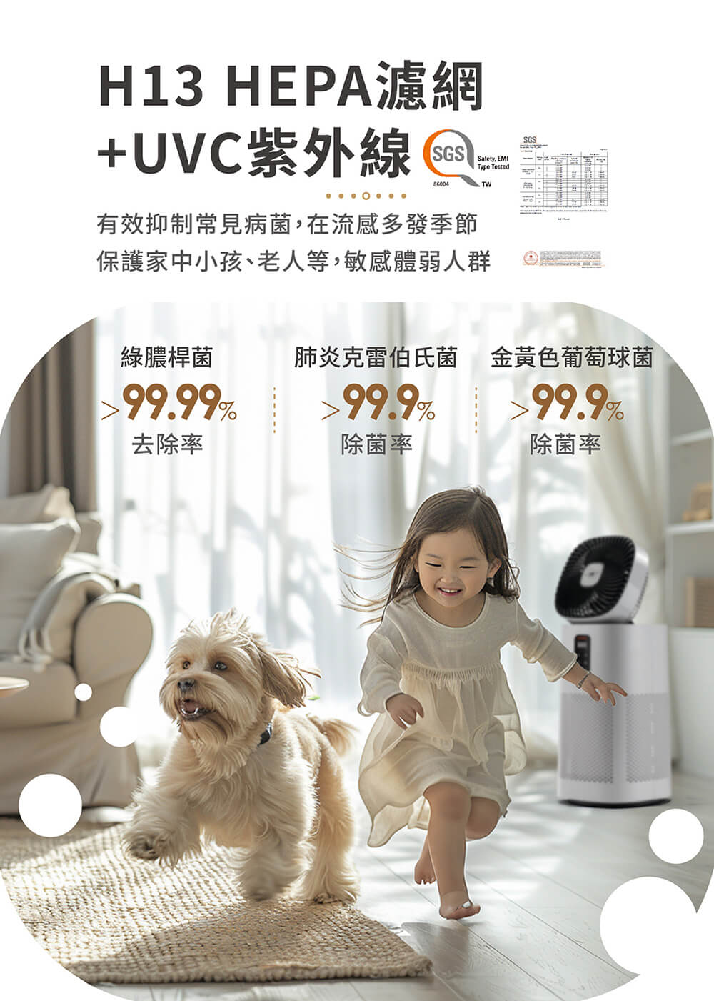 MOLIJIA 魔力家 單機組-M196 智動UV抗菌抗敏風扇循環空氣清淨機(BY010096)