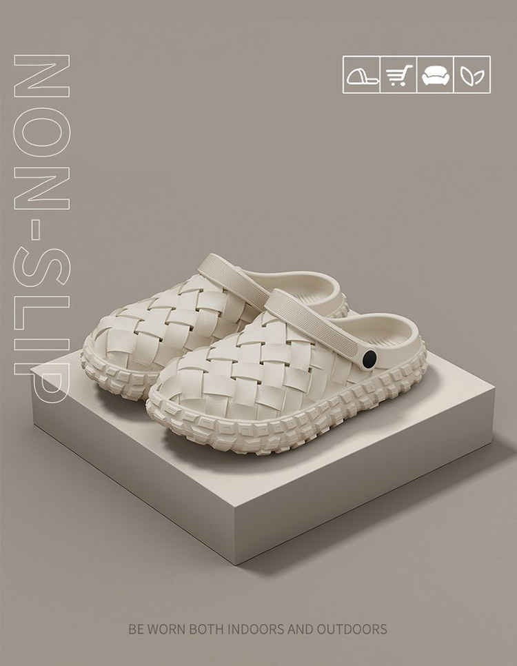 軟底EVA編織格紋防滑戶外洞洞鞋涼鞋