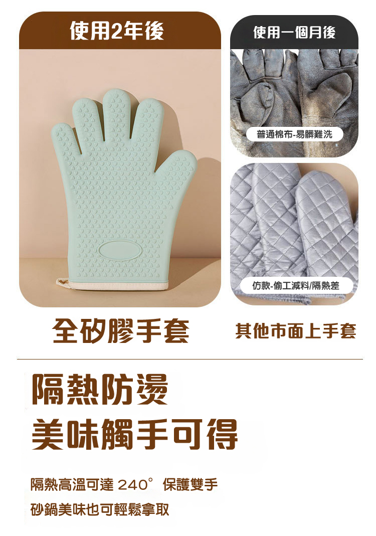 廚房防滑矽膠針織棉耐隔熱手套