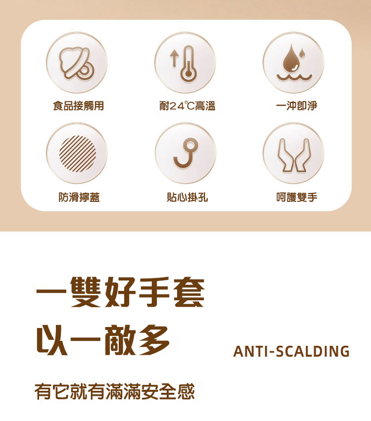 廚房防滑矽膠針織棉耐隔熱手套