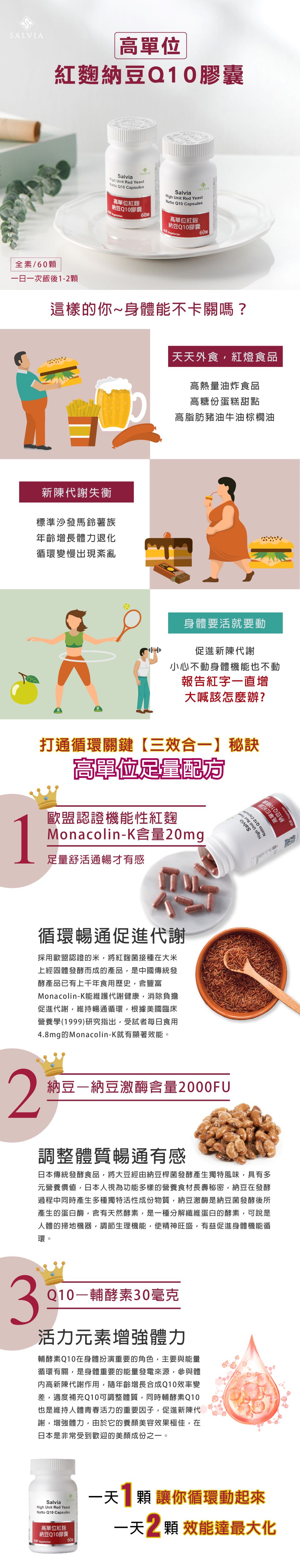 【Salvia】高單位三效合一紅麴納豆Q10膠囊