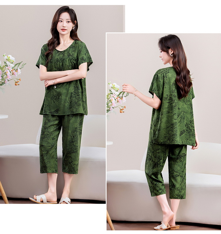 KQN4511韓國空運俐落酷感涼爽棉綢睡衣套裝