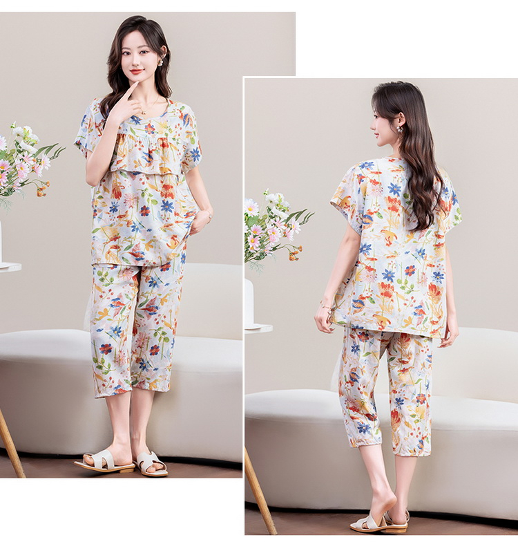 KQN4518韓國空運夏季趨勢涼爽棉綢睡衣套裝