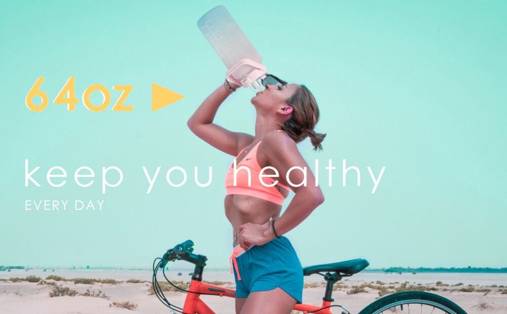 【水映生活】漸變彈跳吸管水壺 2000ml 露營運動水壺 大容量隨身壺