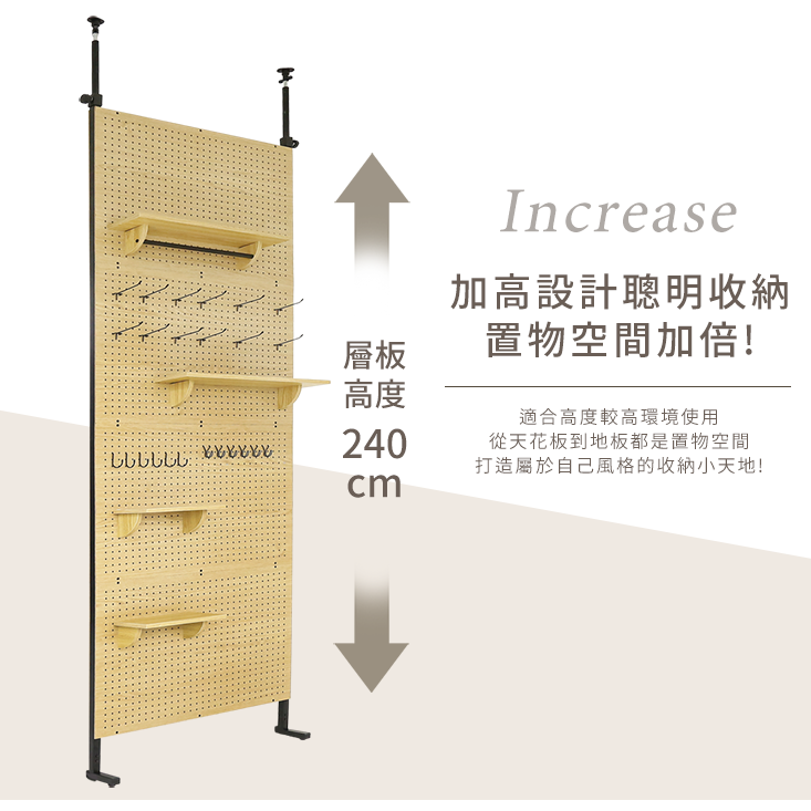 寬80加高全幅式頂天立地洞洞板x頂天立地架收納架 收納架 層架 架子 玄關架