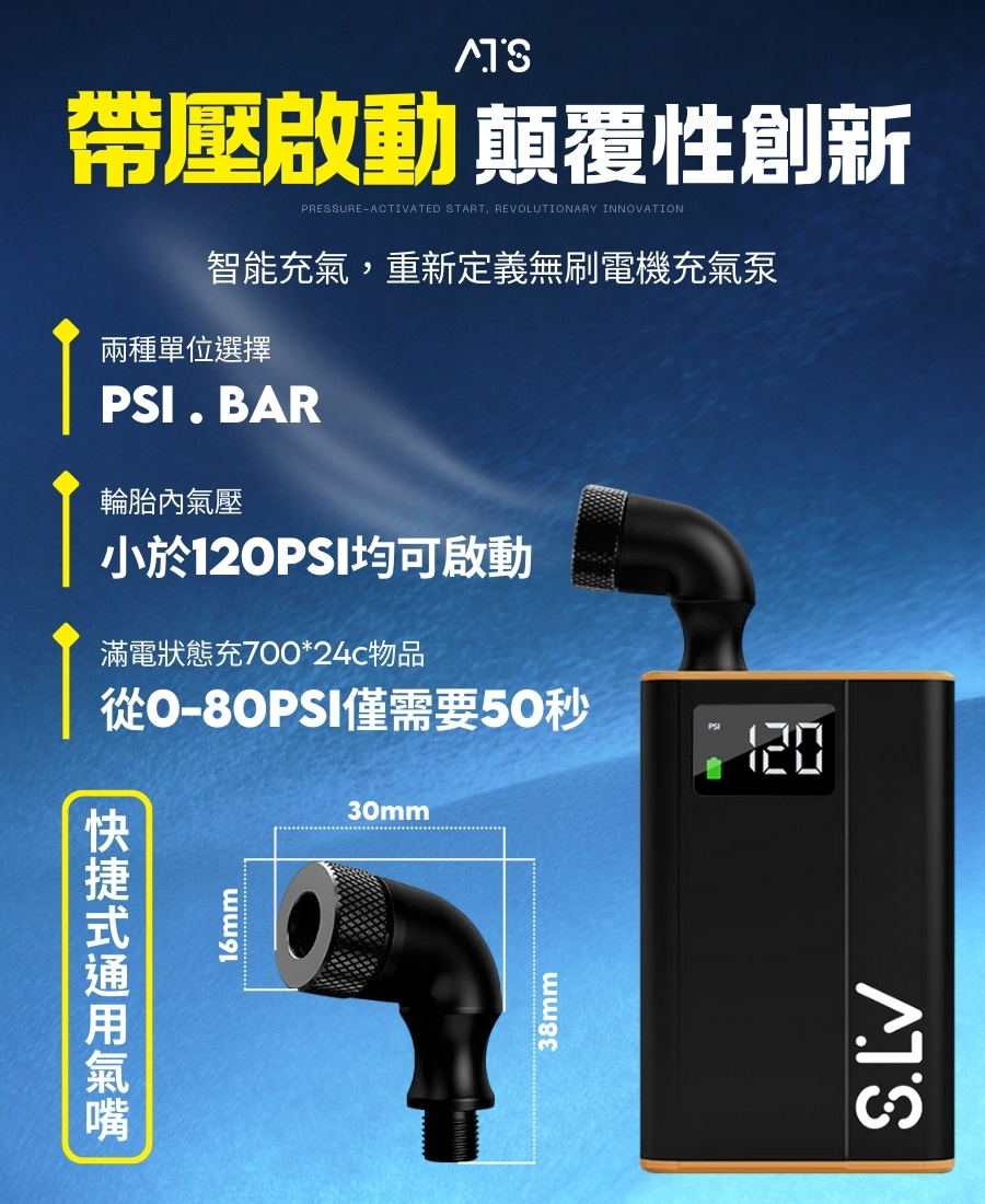 ATS 迷你型 電動打氣機 通用美嘴法嘴 汽車打氣 輪胎打氣 充飽即停 打氣機 充氣機 電動充氣機 充氣泵
