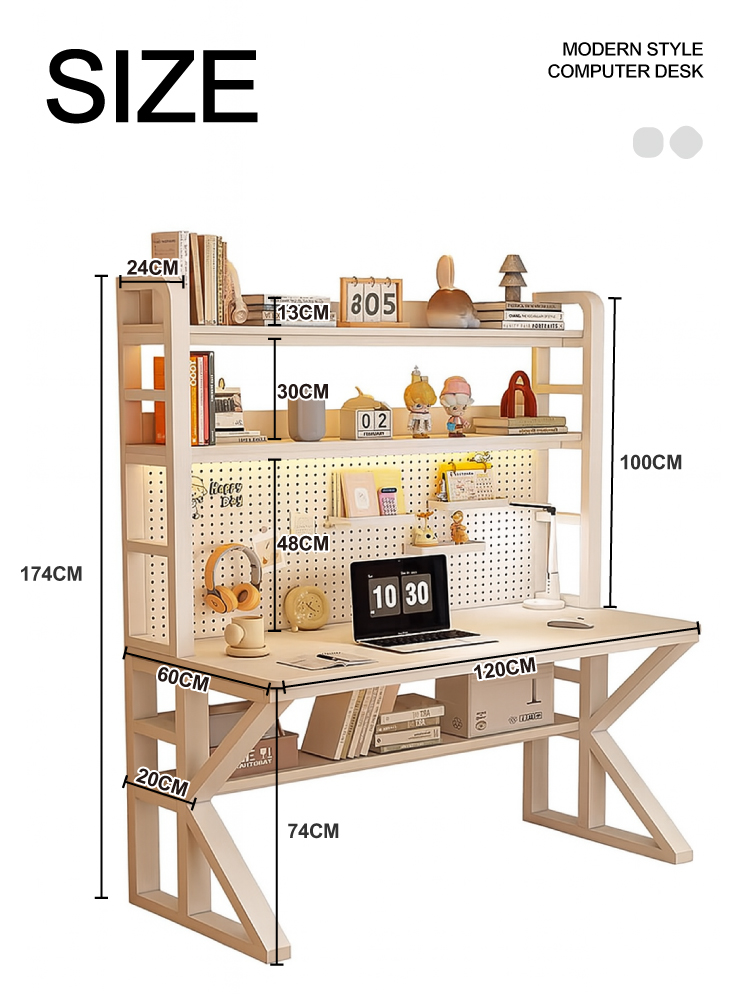 【ANDYMAY2】阿姆斯K型 洞洞板收納架電腦書桌-140x46x170CM(OH-K216)