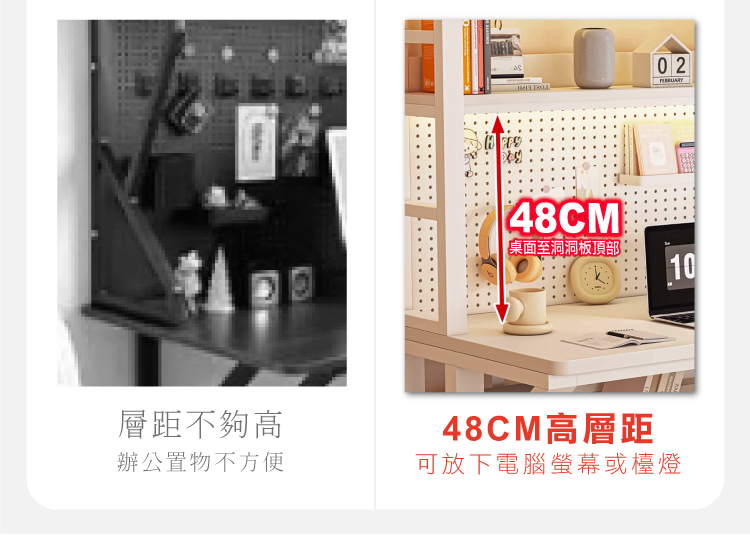 【ANDYMAY2】阿姆斯K型 洞洞板收納架電腦書桌-140x46x170CM(OH-K216)