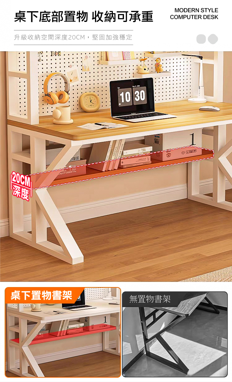 【ANDYMAY2】阿姆斯K型 洞洞板收納架電腦書桌-140x46x170CM(OH-K216)