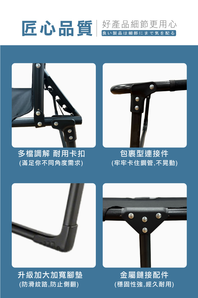 (2025 八月)【ANDYMAY2】小鋼炮8腳(免安裝)可攜帶辦公折疊床-4段(OH-P102)