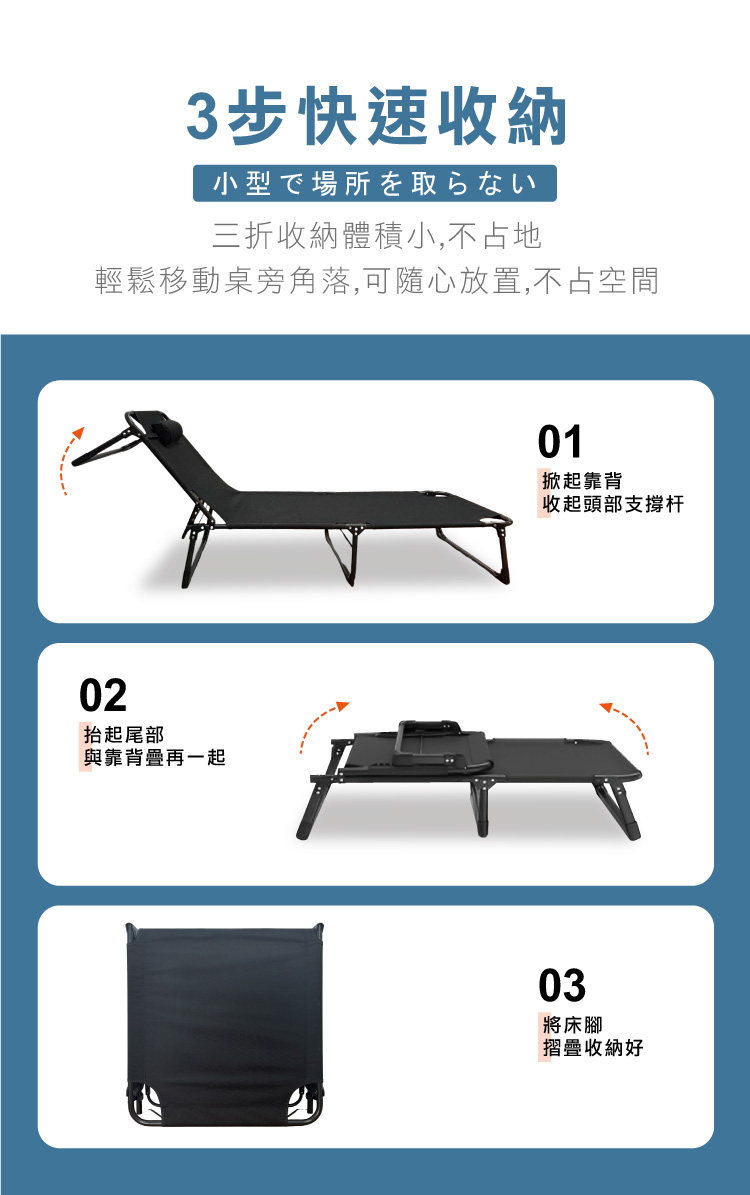 (2025 八月)【ANDYMAY2】小鋼炮8腳(免安裝)可攜帶辦公折疊床-4段(OH-P102)