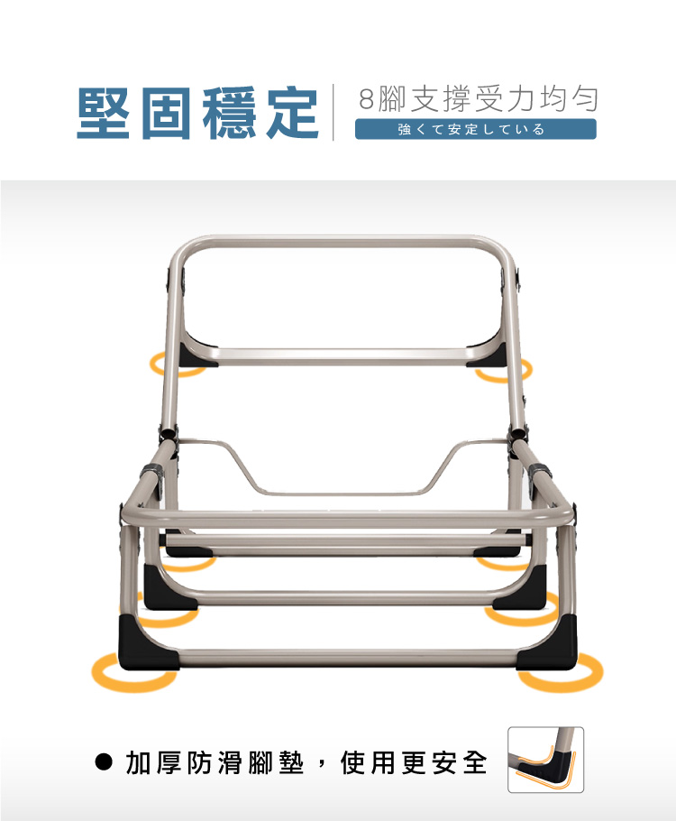 (2025 八月)【ANDYMAY2】小鋼炮8腳(免安裝)可攜帶辦公折疊床-4段(OH-P102)