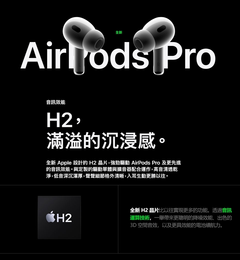 【Apple】AirPods Pro 2 藍芽耳機(USB-C) 原廠公司貨