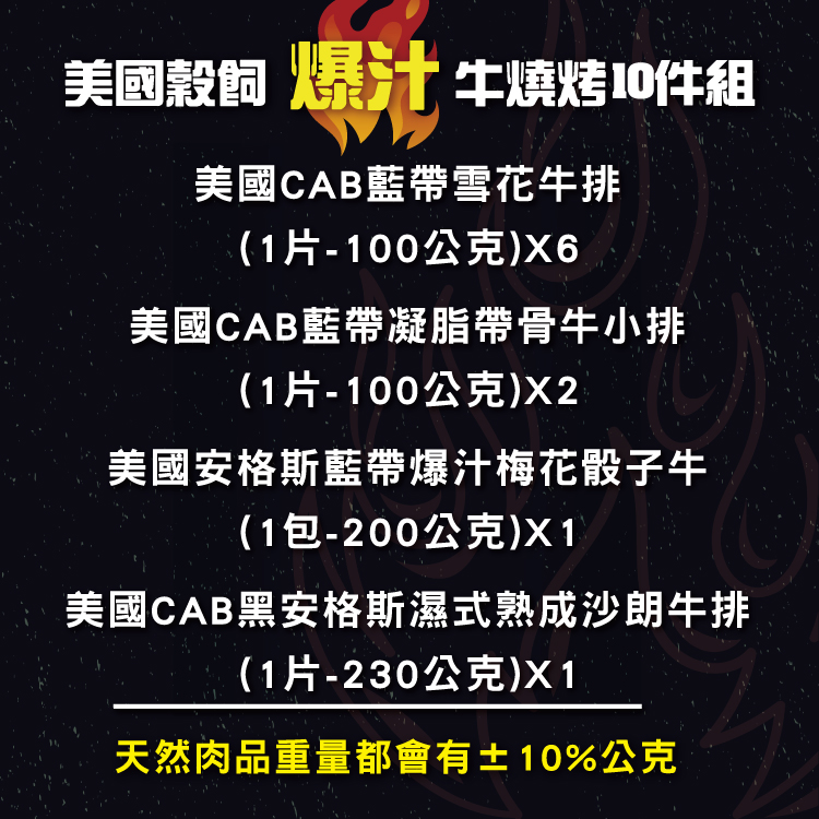 【勝崎生鮮】美國穀飼爆汁牛燒烤10件組(1230公克/10片)