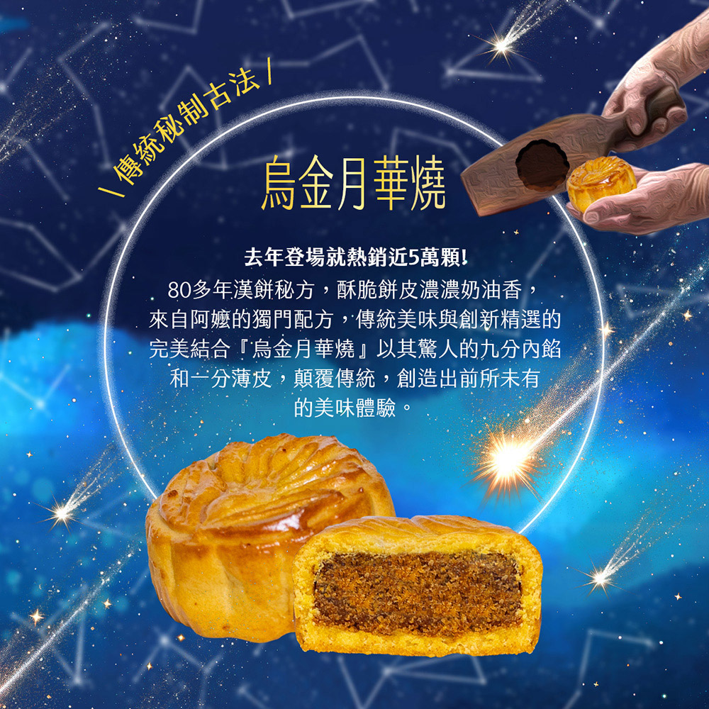 【魚香涎】烏金琉月 中秋禮盒(6入/盒) 三款任選 -(七個工作天出貨/中秋2025送禮/提盒包裝/月餅)