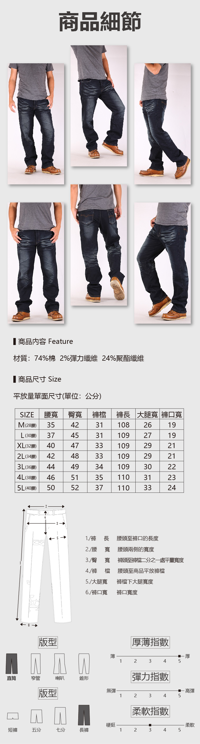 保暖加厚 內刷毛 刷白丹寧直筒牛仔長褲