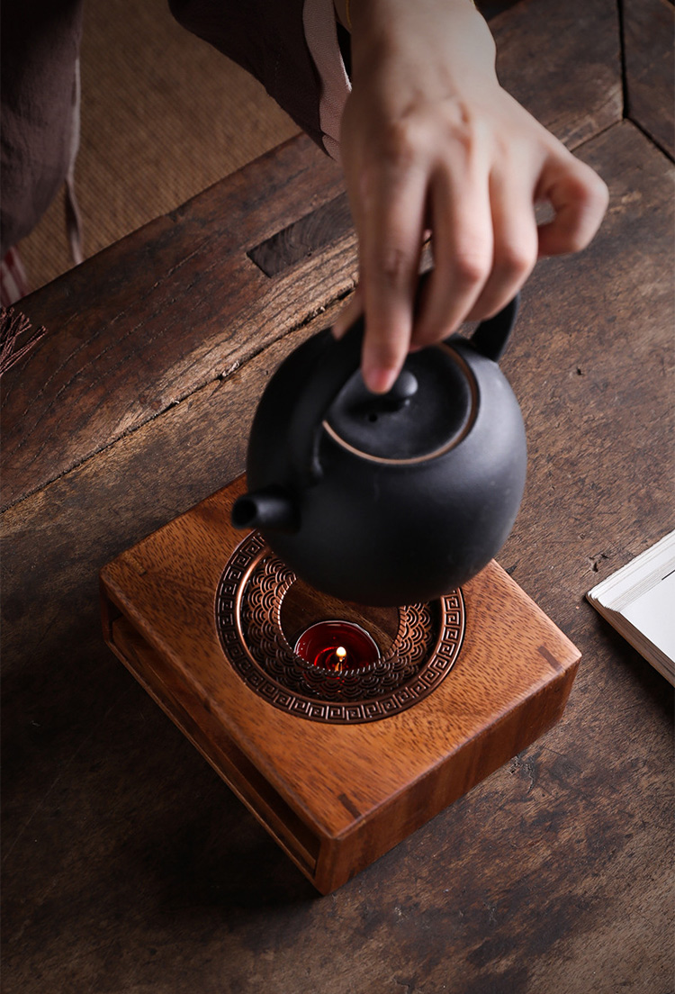 竹製胡桃色溫茶暖茶器