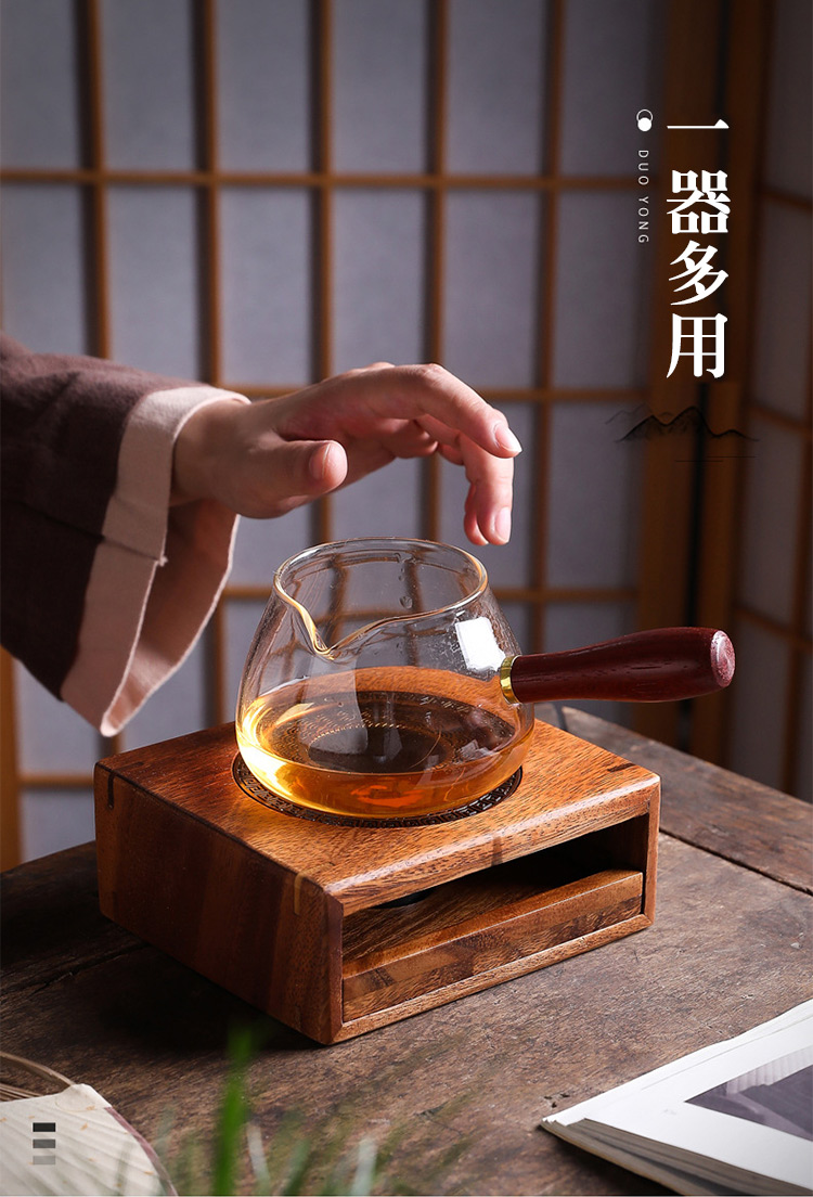 竹製胡桃色溫茶暖茶器