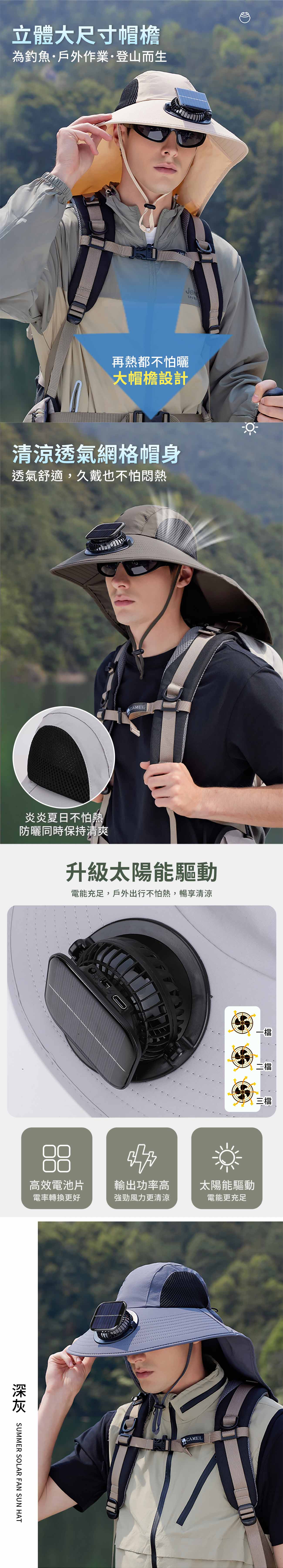【APEX】太陽能風扇遮陽漁夫帽