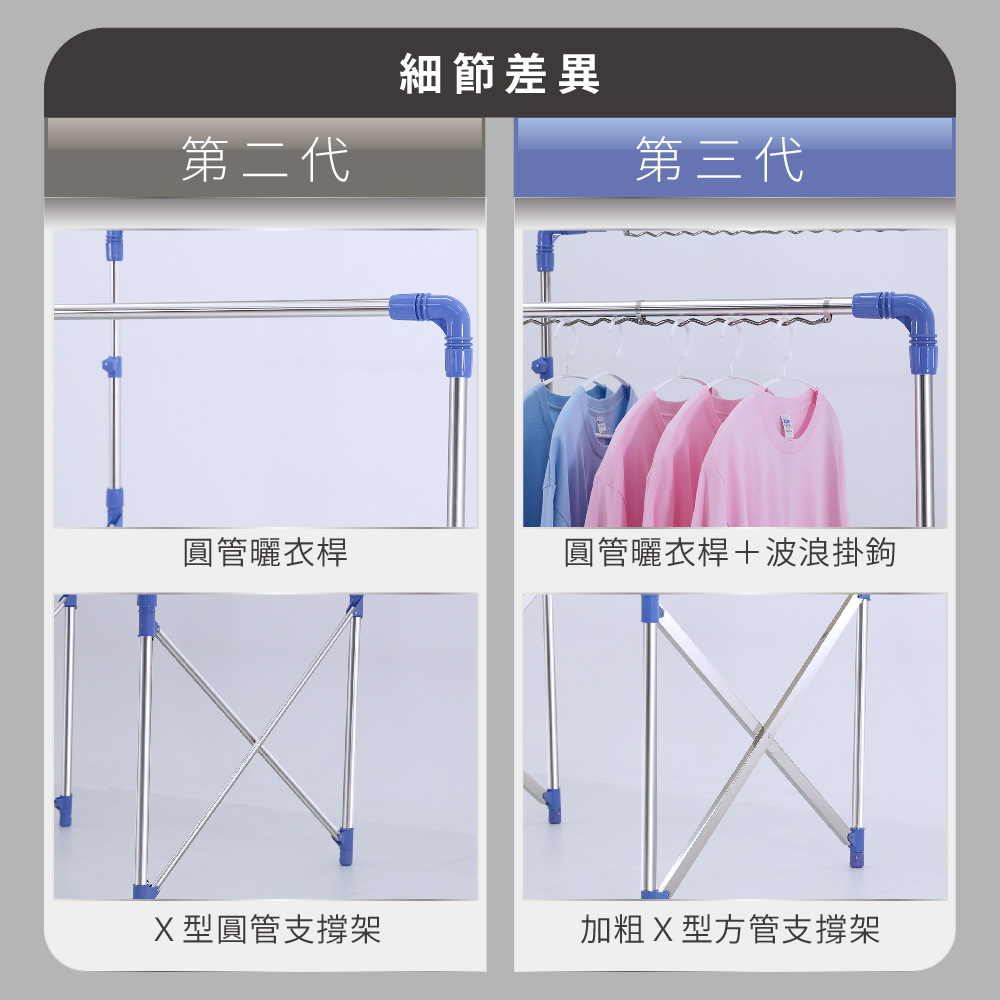 【百鈴】衣立不倒三代多用途曬衣架
