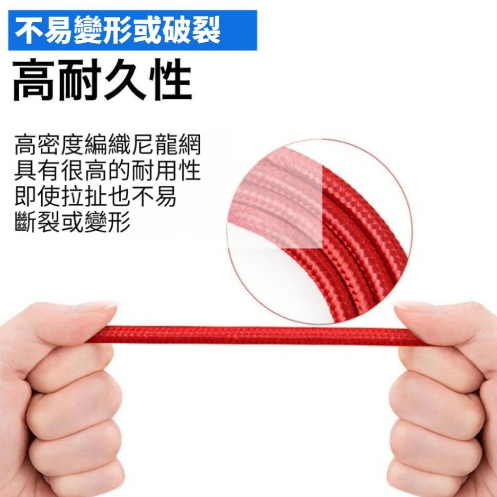 【超快感知】混色編織三合一充電線 提速30% 線頭加固 快充不燙