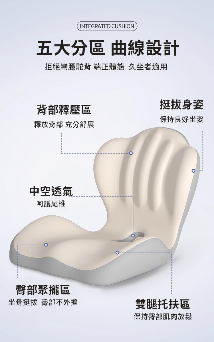 美臀靠腰貝殼一體式坐墊