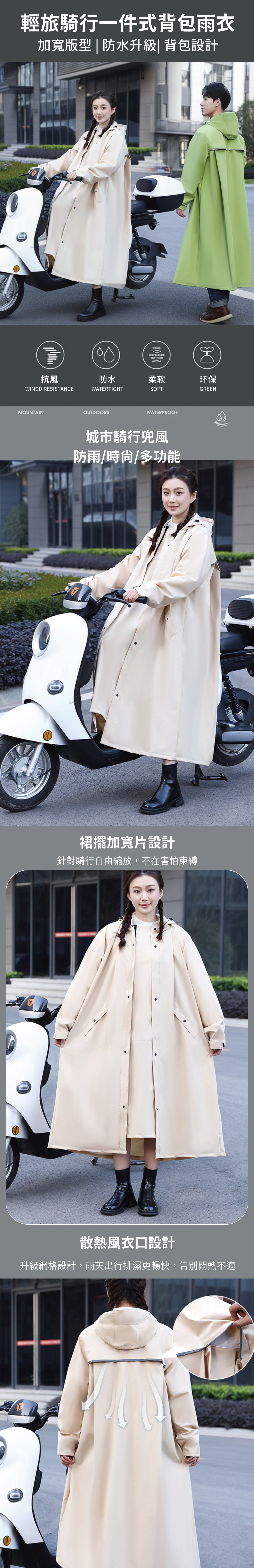 【APEX】輕旅騎行一件式背包雨衣