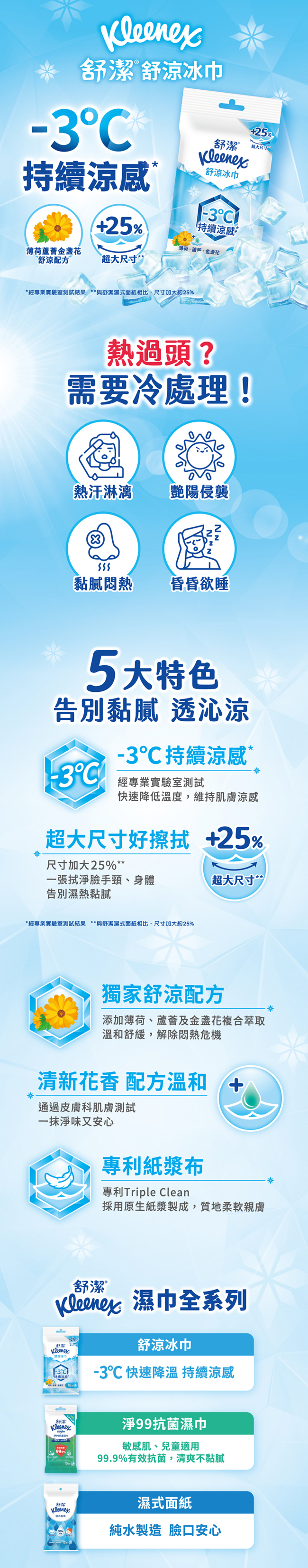 【舒潔】舒涼冰巾 18抽x (10/20)包 (獨家舒涼配方)