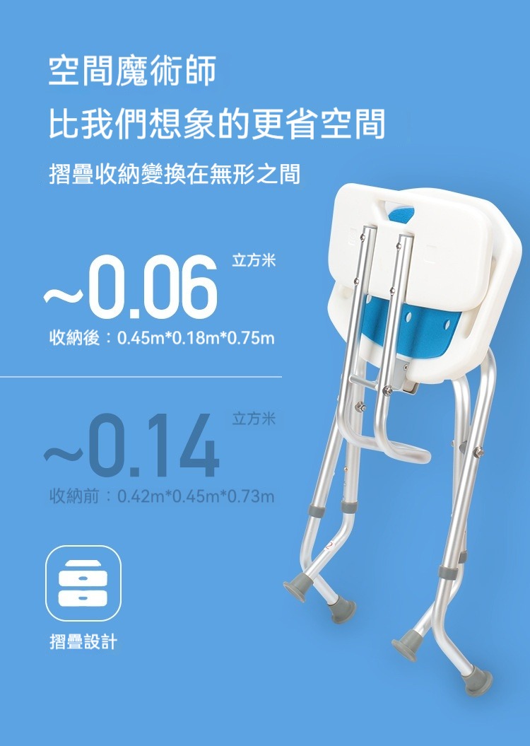 可折疊收納靠背款洗澡椅 浴室 老人 孕婦 收納