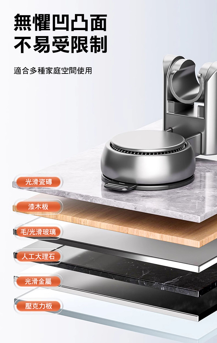 免打孔吸盤蓮蓬頭支架 強力吸附可調角度 高度隨心調整 360°旋轉 吸盤花灑支架浴室家用固定神器淋浴噴頭
