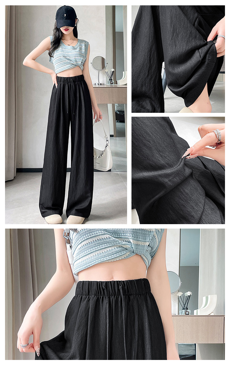 仿丹寧牛仔涼感闊腿褲 5色S-XL可選 休閒長褲 拖地褲 防蚊褲 寬褲 女褲