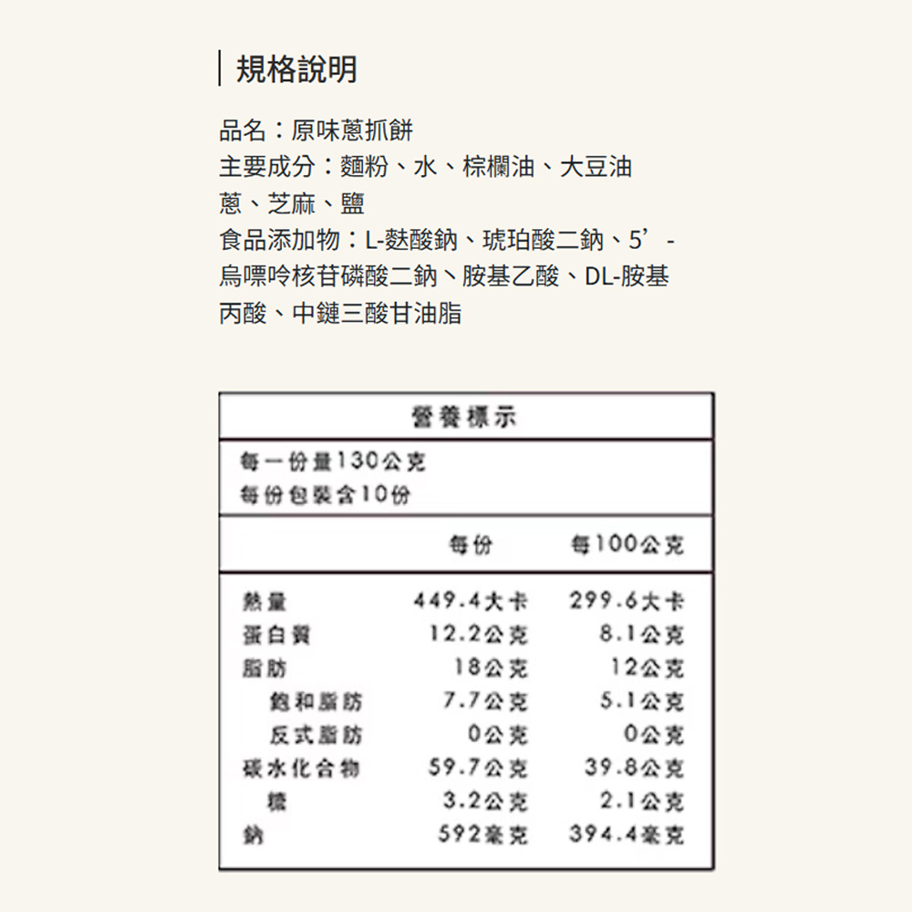 【五圈半】手作蔥抓餅(原味青蔥)(1300g)