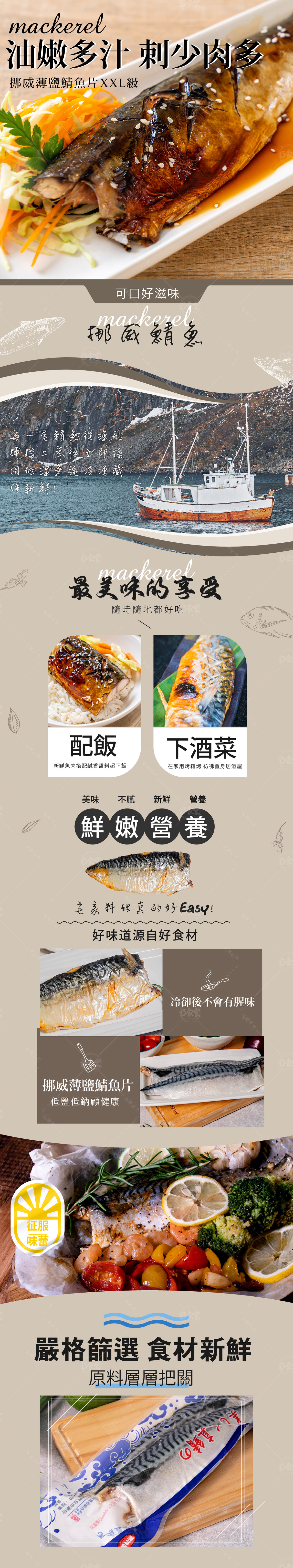 【巧食家】挪威薄鹽鯖魚片190g/1片/包