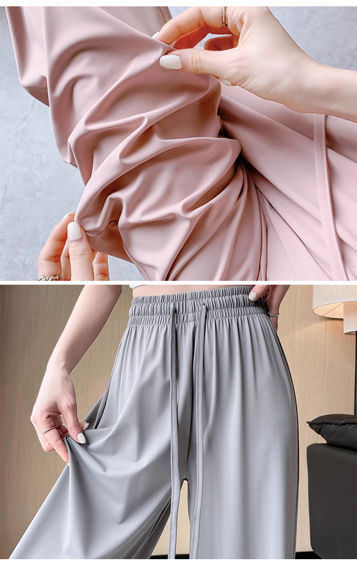 冰絲涼感遮陽闊腿褲 4色M-XL可選 寬褲 冰絲褲 休閒褲 直筒褲 薄款 女褲