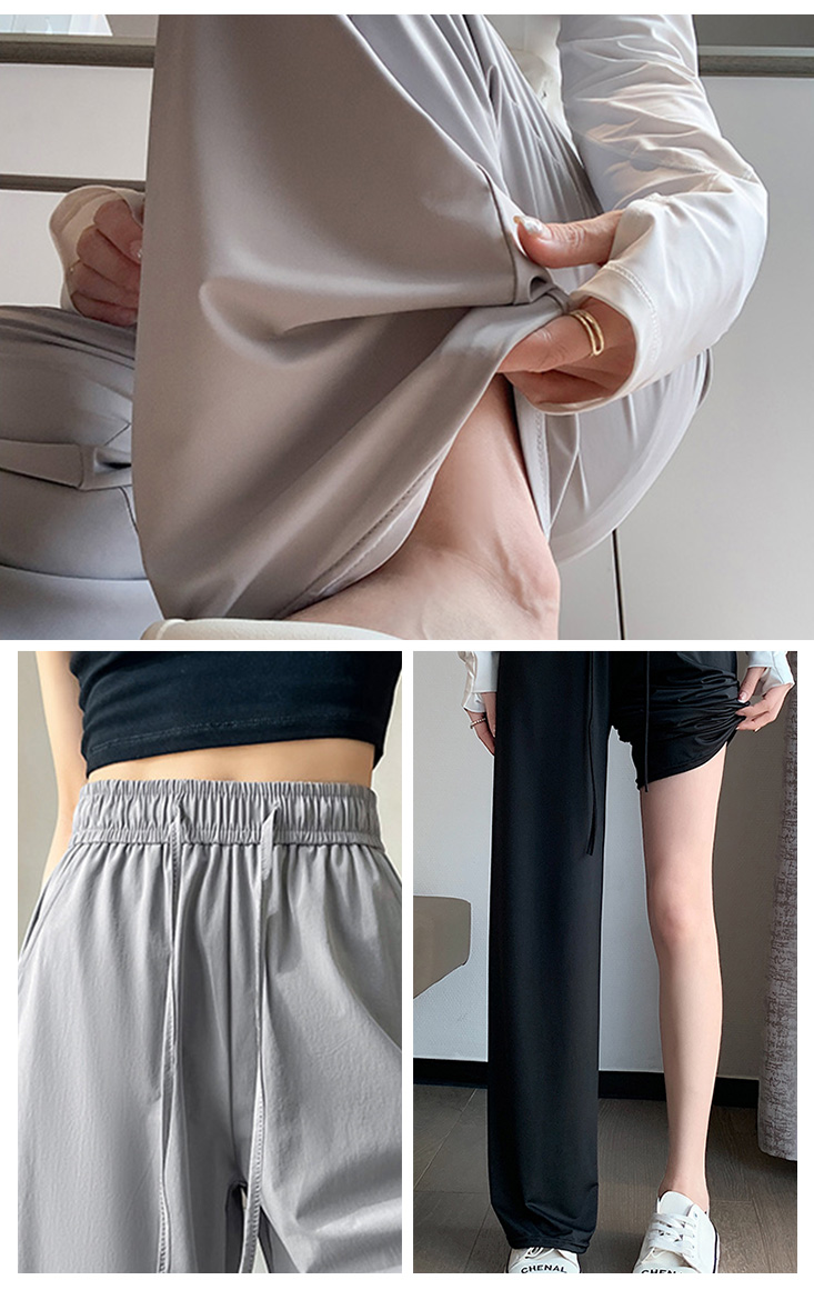 冰絲涼感遮陽闊腿褲 4色M-XL可選 寬褲 冰絲褲 休閒褲 直筒褲 薄款 女褲