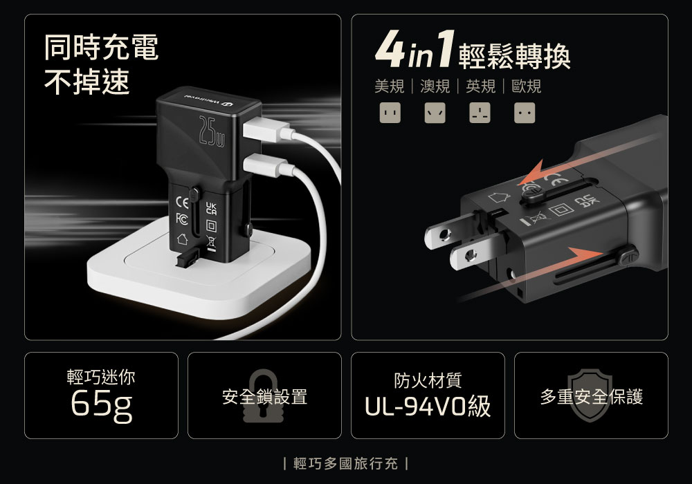 【DTAudio聆翔】便攜多國充電器|支援快充、雙孔輸出
