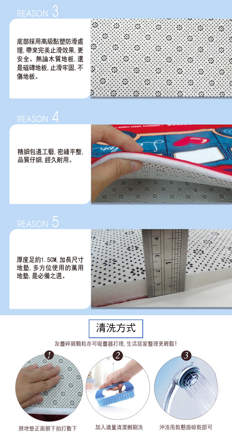 破萬團購-英倫風升級加寬加長型超回彈地墊50x130cm