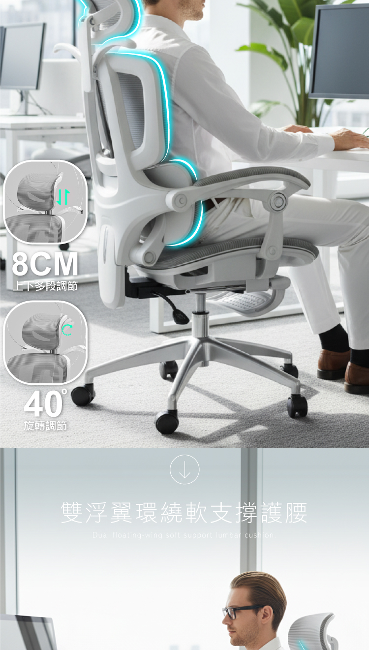【ANDYMAY2】格拉斯人體工學連動透氣辦公椅-X06機能升級款(OH-K223)