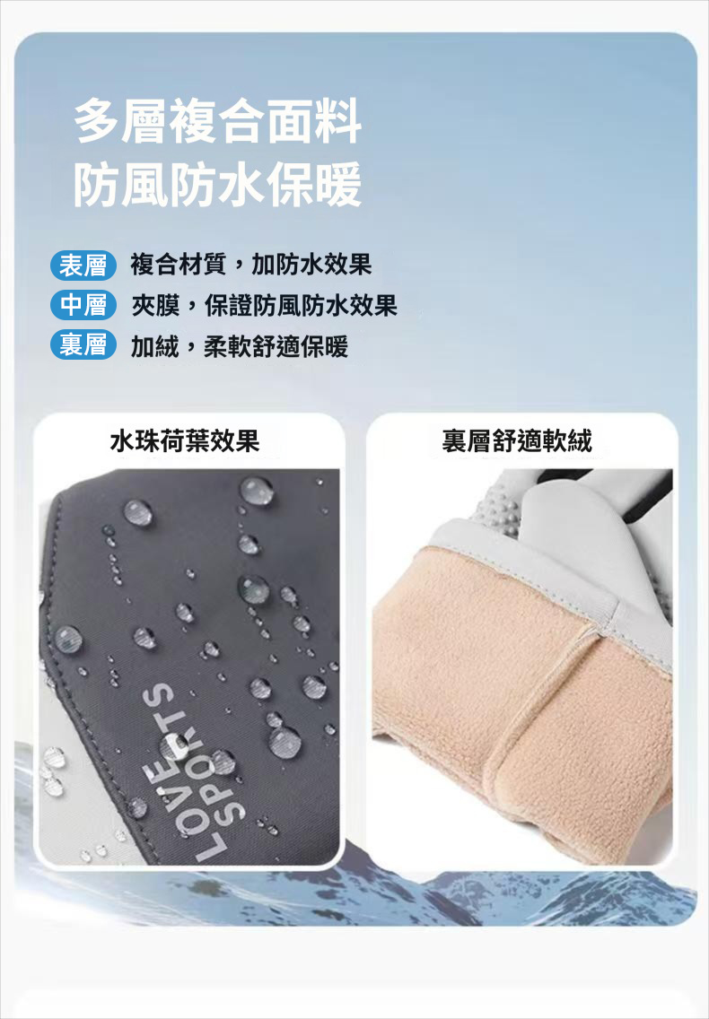 輕薄防風防雨觸控手套 保暖 防寒